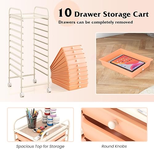 Vista 127 de Carro de almacenaje, de Giantex, con ruedas, para oficina, para guardar papeles, transparente, Transparente