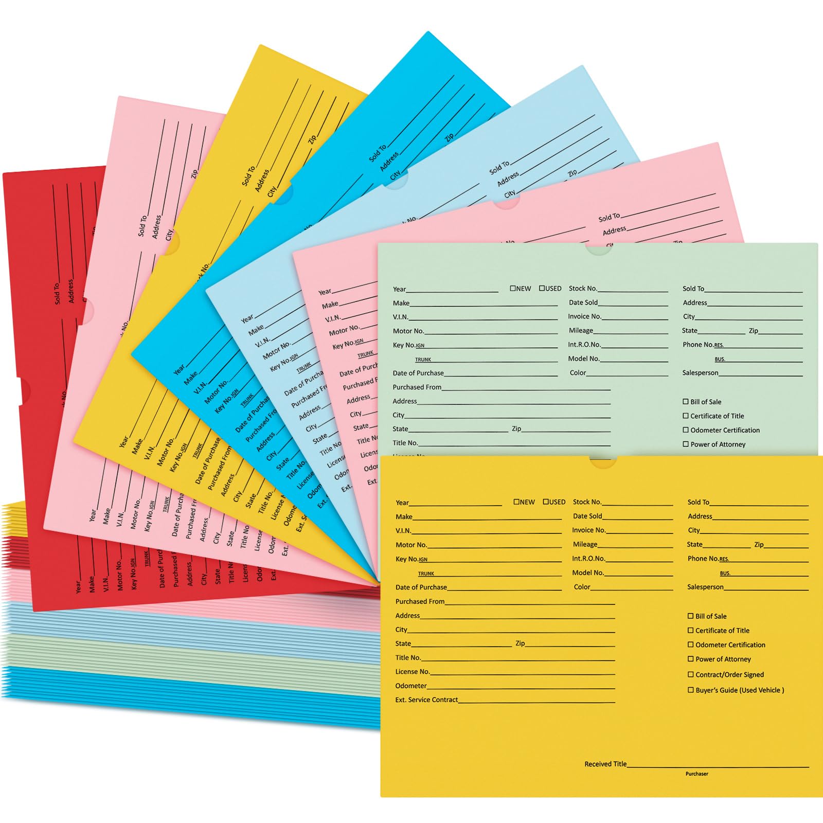 120 Pcs 9 x 12 In Vehicle Dealer Jackets for Car Sales 32lb Colored Printed Deal Envelopes Dealership Supplies File Jackets Automotive Folders for Car Dealerships(Colorful)