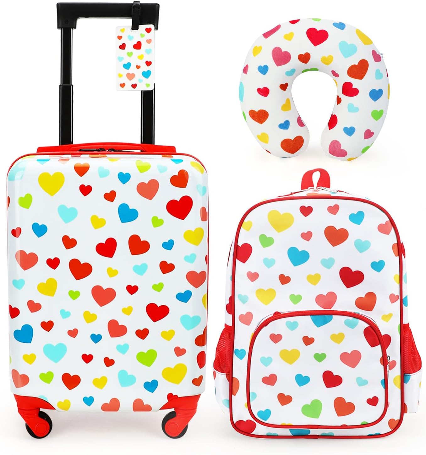 emissaryKids Luggage With Wheels For Girls, 3 Piece Luggage Set, Childrens Luggage For Girls With Wheels, Kids Suitcases With Wheels For Girls, Toddler Suitcase For Girls, Travel Luggage For Kids,