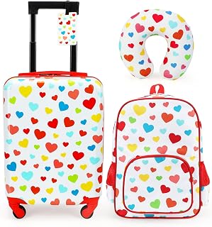 Kids Luggage With Wheels For Girls, 3 Piece Luggage Set, Childrens Luggage For Girls With Wheels, Kids Suitcases With Wheels For Girls, Toddler Suitcase For Girls, Travel Luggage For Kids