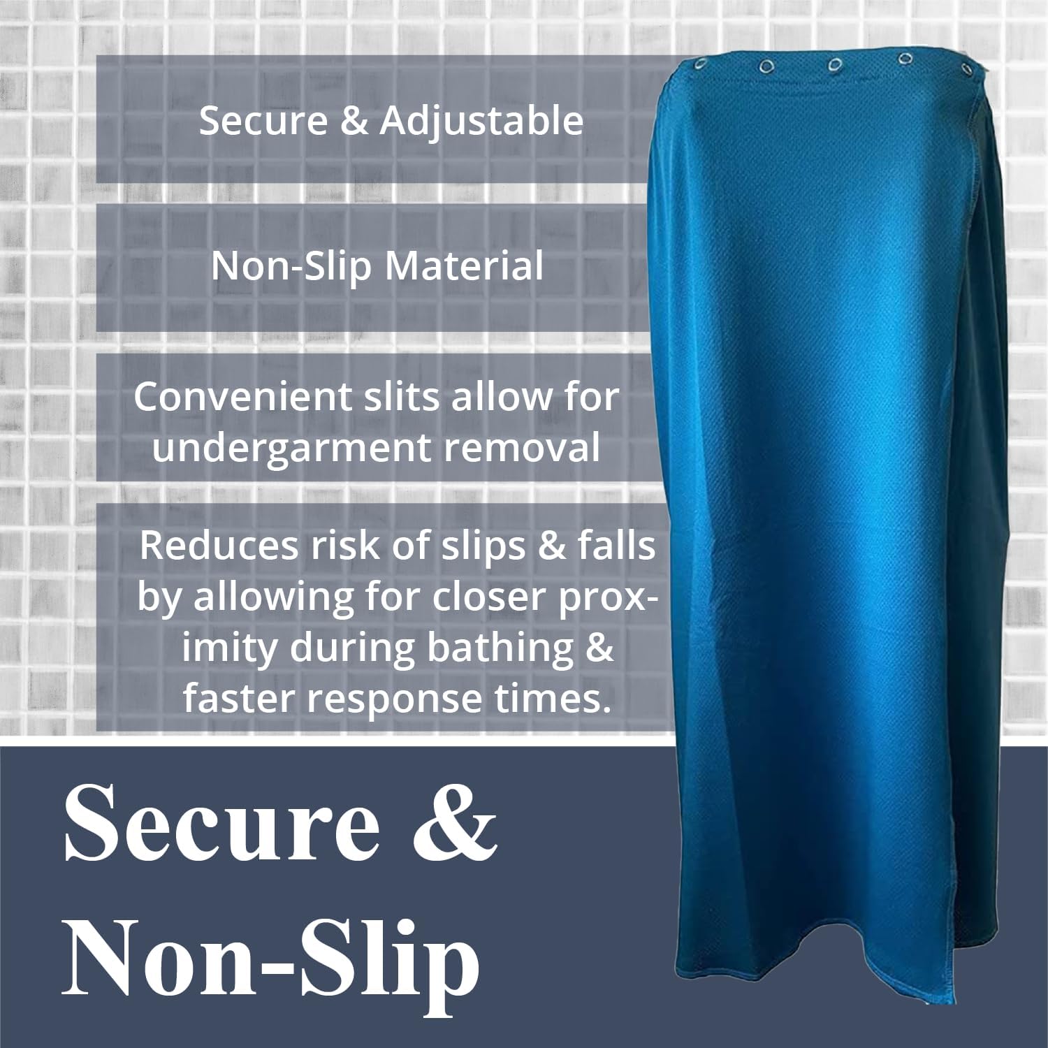 Dignity Bath & Spa Bathing Cover Up for Elderly, Senior or Disabled Women | Provides Privacy & Helps Caregivers with Bathing | Secure & Adjustable | Lightweight, Quick Drying, & Non Slip (Women's S/M)