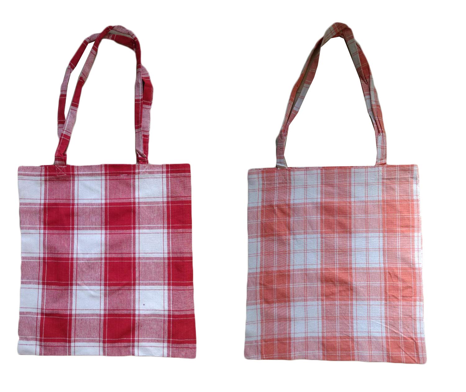 Dhaari Cotton 15 X 16 Inches Red&Orange Tote Bag (Set Of 2)