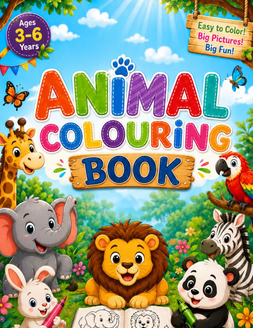 Animal Kingdom : A Fun Colouring Book For Kids Aged 3 to 6
