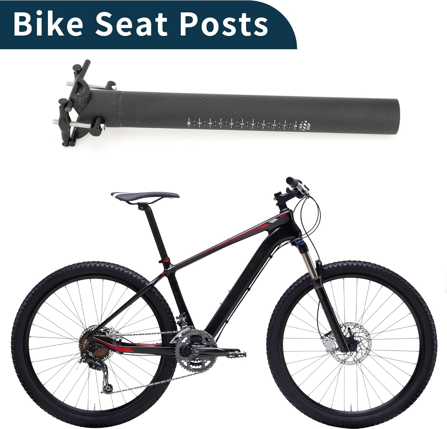 Bike Seat Posts Lightweight Bike Saddle Post Seat Tube Matte Black 1 Pc 34.9x300mm Carbon Fiber