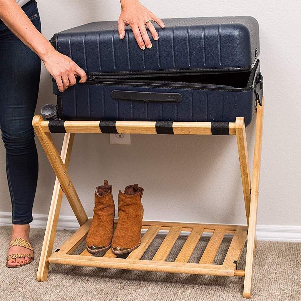 Luggage Rack Luggage Rack, Hotel Rooms Without Solid Wood Back Rest, Luggage Rack, Luggage Rack, Rucksack for Bedroom Laundry Storage,