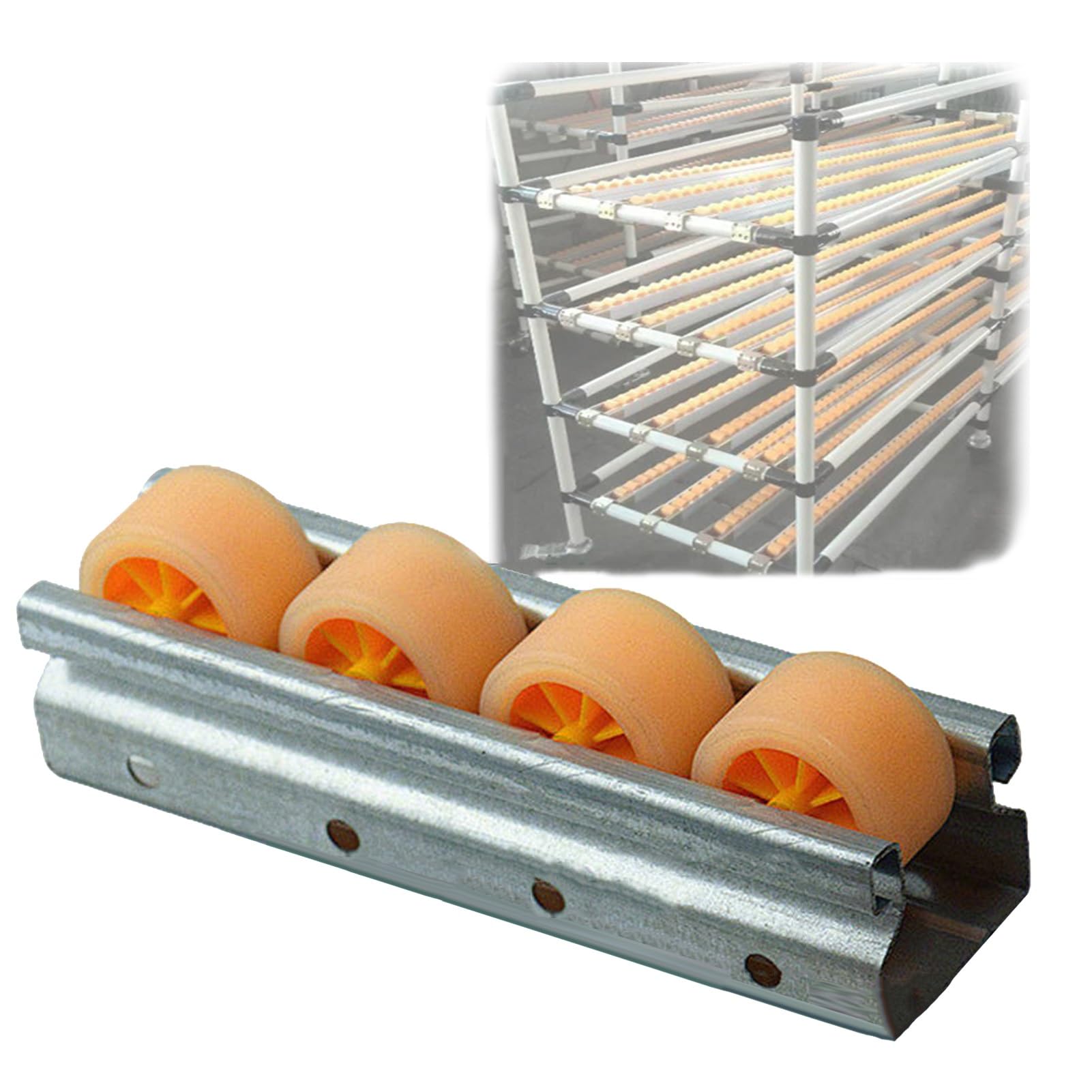 Transportador pesado con ruedas de plástico de 80 cm, ideal para descarga, flujo y manejo eficiente de materiales en soluts logísticos optimizados