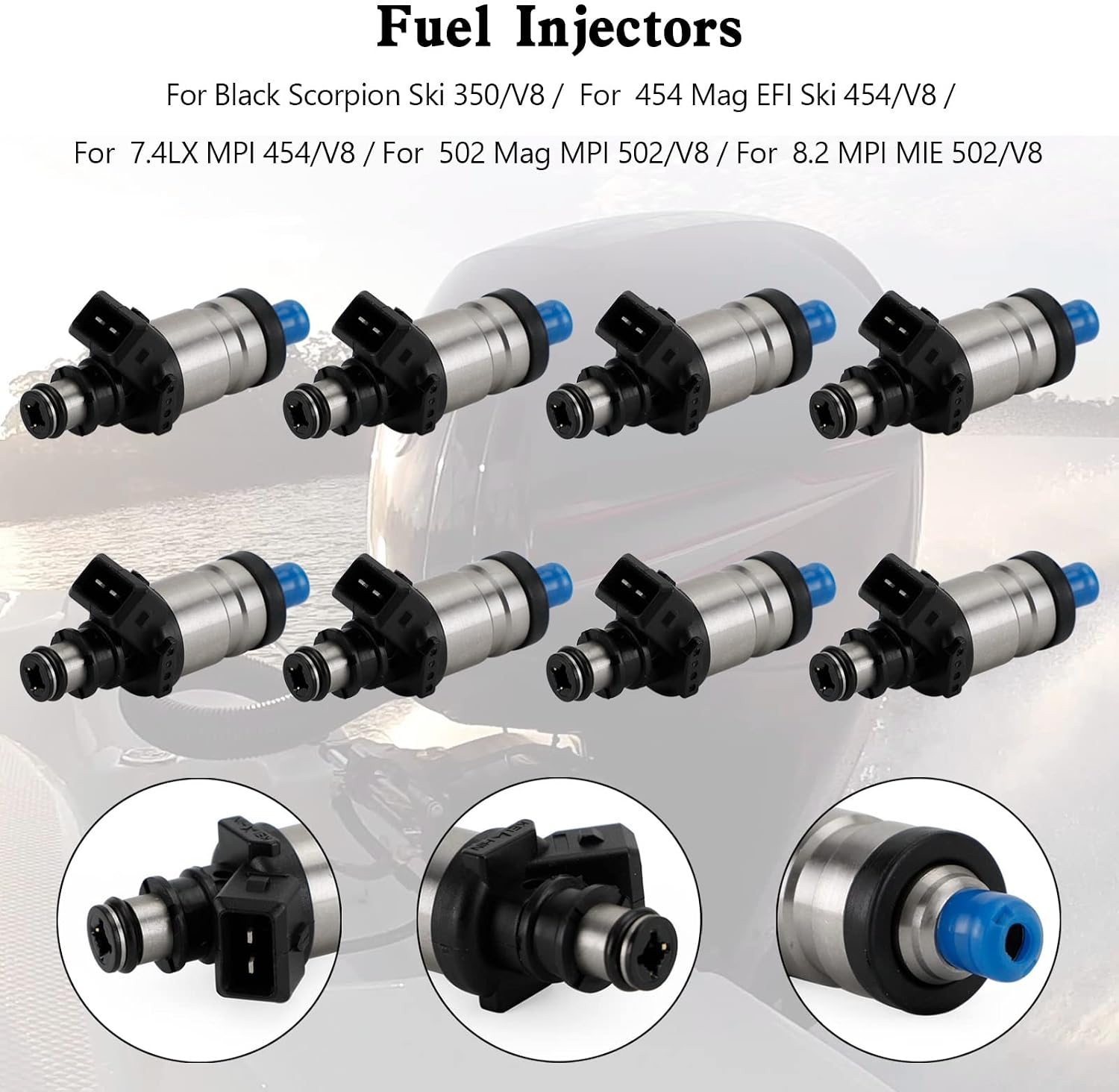 8pcs Fuel Injectors 805225A1,18-33100, 9-3310 fit for Mercruiser 805225A1 Marine 18-33100 Boat