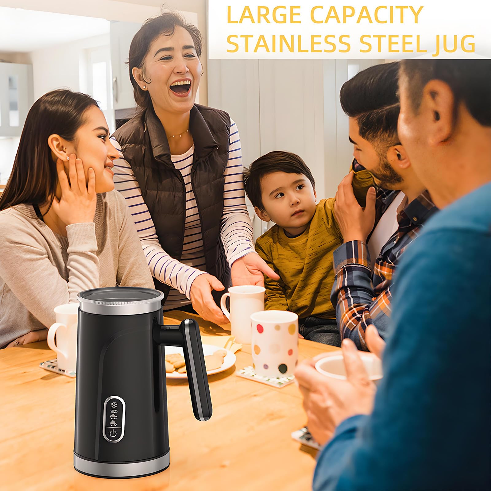 El Ritmo De Leche Eléctrica, El Frito De Leche 4 En 1 Y El Vapor con Batidora, Fabricante Automático De Espuma Caliente/fría Y Calentador De Leche para Café con Leche, Cappuccinos, Macchiato, Leche