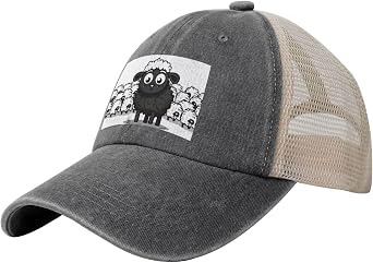 Cartoon Black White Sheep Baseball Cap for Men Women Trucker Hat Adjustable Golf Cap Cowboy Mesh Baseball Hat