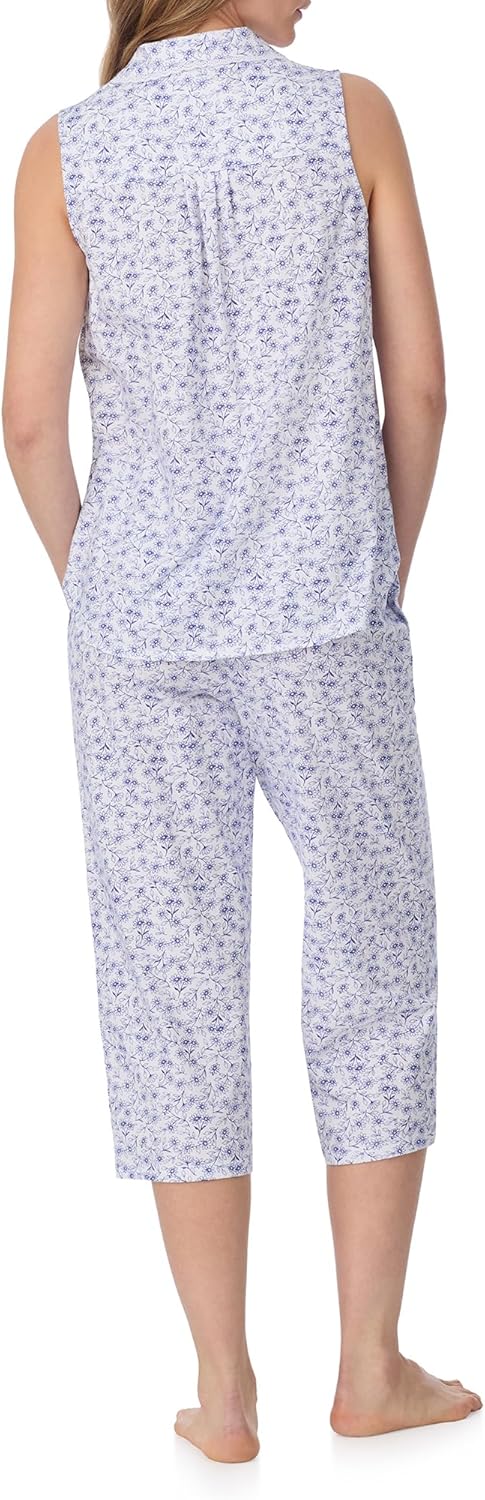 Eileen West Sleepwear & Loungewear for Women - Jersey Knit Collection - 100% Cotton Pajama Set Sleeveless Top Capri Pant - Image 3