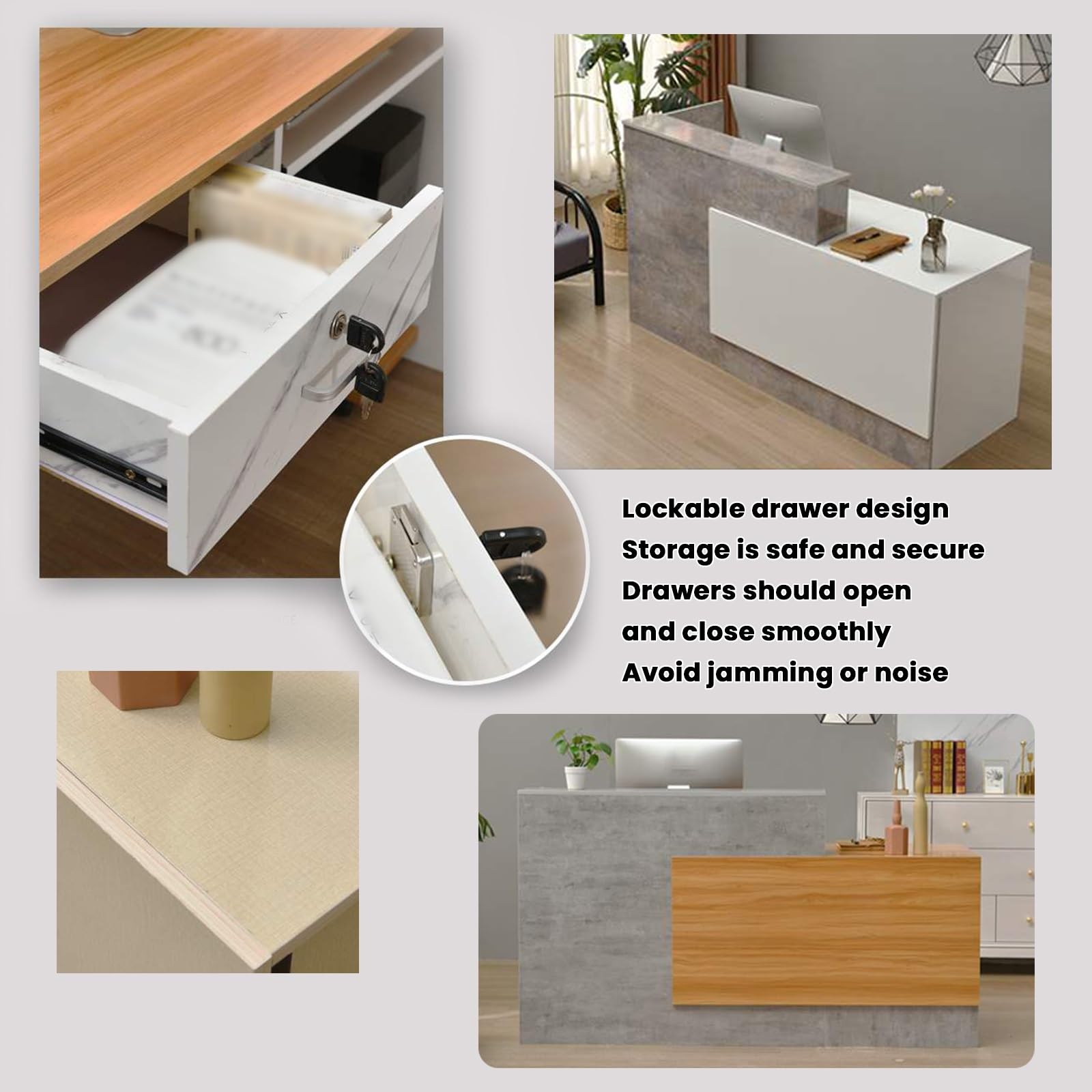 L-förmiger Emfpangstresen,Ladentische Kassentisch,Willkommensschalter,Moderner Tresen Hausbar Theke Bar Counter,mit Abschließbarer Schublade,großzügigem Stauraum(L,Left-100cm/39.4in)