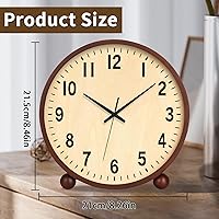 Vista 6 de Maxspace Wooden Table Clock,8in Silent Non-Ticking Desk Clock,Battery Operated Desktop Analog Clock for Living Room Bedroom Kitchen Office Classroom