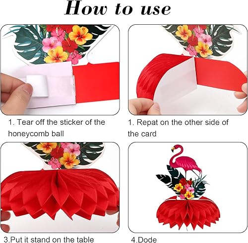 Miniatura 2 de HOWAF 9 piezas de centros de mesa hawaianos Luau Honeycomb para decoración de fiesta temática de verano, centro de mesa Hawaii para cumpleaños,
