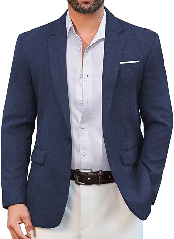 Vssjavun Blazer for Men Casual Suit Jackets Lightweight Sport Coat One Button Slim Fit Suits
