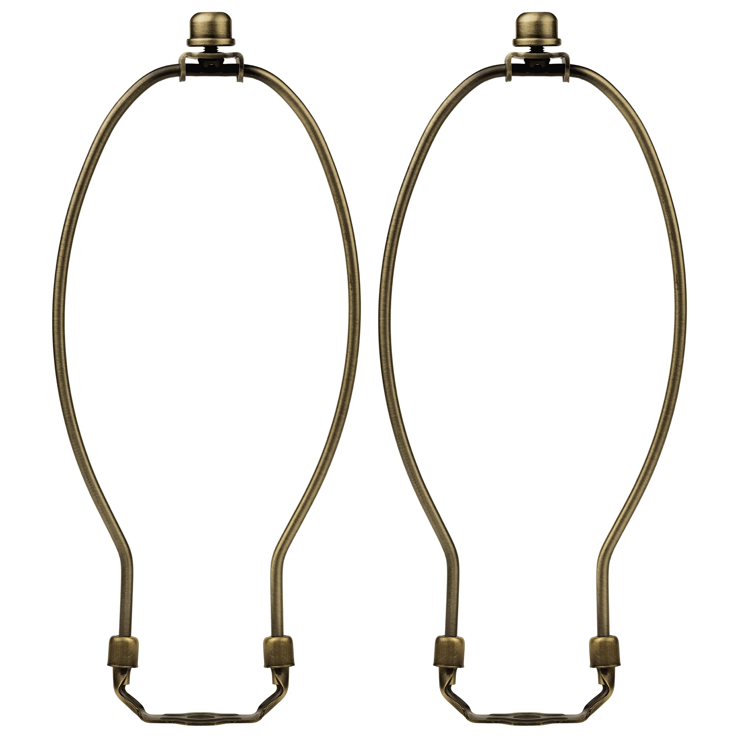 I Like That Lamp Complete Harp Set (2 Pack) - Antique Brass 9" (Suitable for 10"-11" Lampshade) - Includes Saddle Holder Base &amp; Finial - Converter for Table and Floor Lamps
