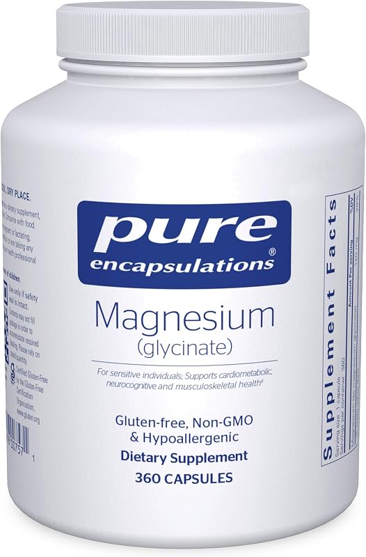 Pure Encapsulations Magnesio (glicinato), 360 cápsulas | Suplemento para apoyar el alivio del estrés, el sueño, la salud del corazón, los nervios, los músculos y el metabolismo*, con glicinato de magnesio