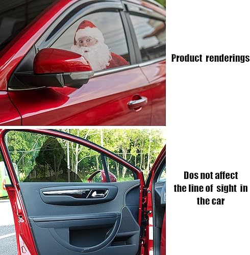 Miniatura 10 de LOMIMOS 2 calcomanías de Navidad para ventana trasera de automóvil, de PVC, autoadhesivas, gesto, Papá Noel, divertido vehículo (12 x 12 pulgadas)