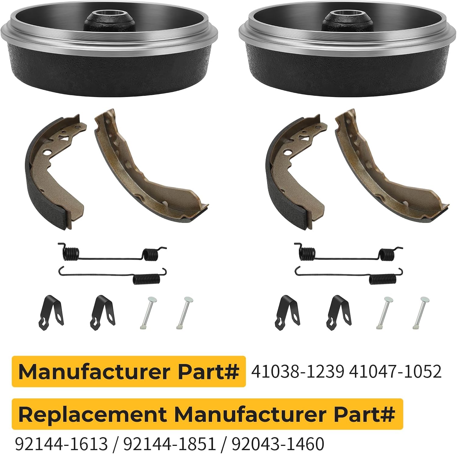 M MATI Rear Wheel Brake Hub Drum 2PCS & Brake Shoes 2Set for Kawasaki Mule 500 KAF300 1991 1993 1995 Mule 550 KAF300 1997-2004 Mule 520 KAF300 2000-2001 41038-1239 41047-1052