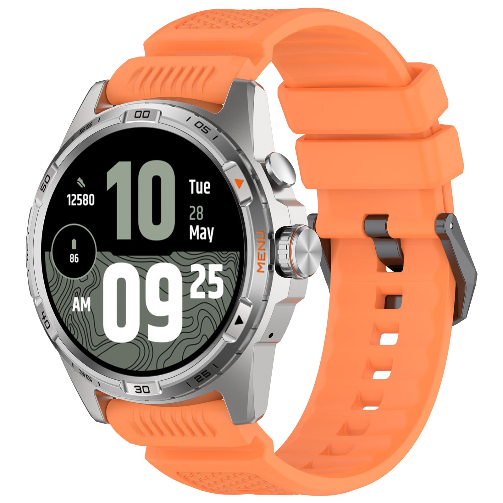 Panda Bobo 24mm Silicone Strap Replacement (Orange) – Waterproof Sweat-Resistant Sport Band Compatible with Garmin Venu X1, Coros Nomad, Ticwatch Pro 5, Pro 5 Enduro, Atlas, iTouch Air 3