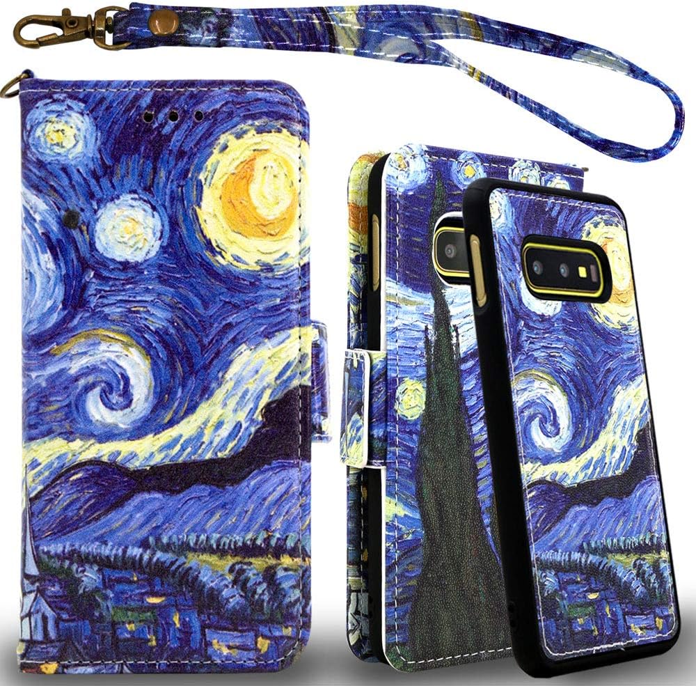 Mefon Galaxy S10e Wallet Case Leather Detachable, Durable Slim, Enhanced Magnetic Closure, with Wrist Strap, Card Slot, Kickstand, Luxury Flip Folio Phone Cases for Samsung Galaxy S10e (Starry Night)