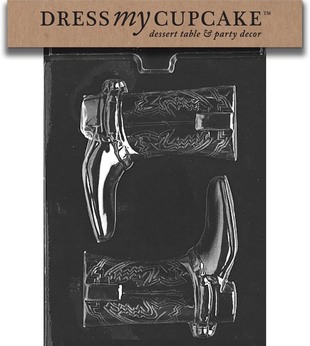 Dress My Cupcake Chocolate Candy Mold, Cowboy Boots for Specialty Box, Set of 6