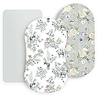 Vista 15 de GRSSDER Juego de sábanas ajustables ultra suaves para moisés, 3 unidades, ajuste universal para moisés, cuna, cesta de moisés, colchón ovalado