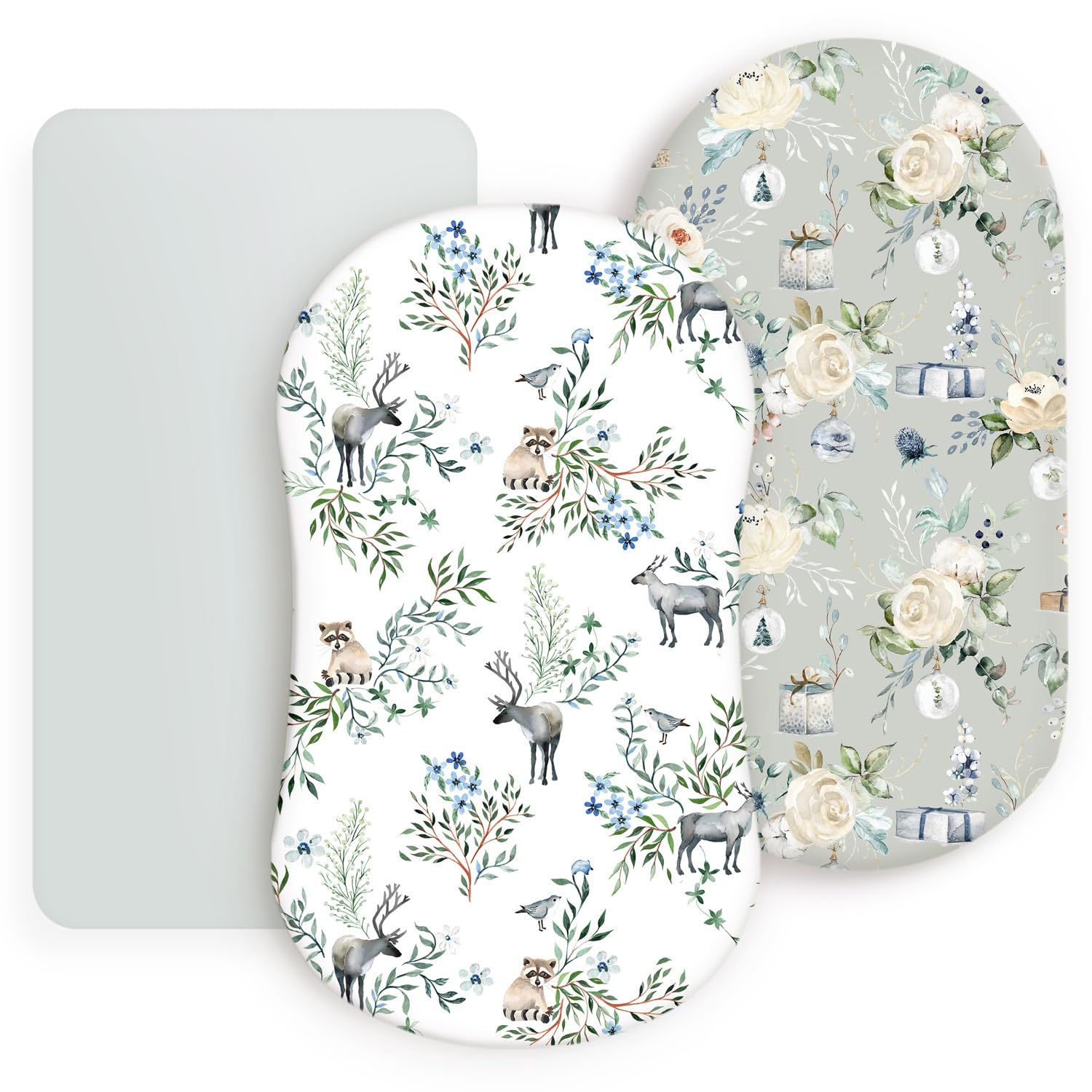 Stretchy Ultra Soft Fitted Bassinet Sheet Set 3 Pack, Universal Fit for Bassinets Baby Cradle Moses Basket Oval Rectangle Mattress Safe and Snug, Stylish Print