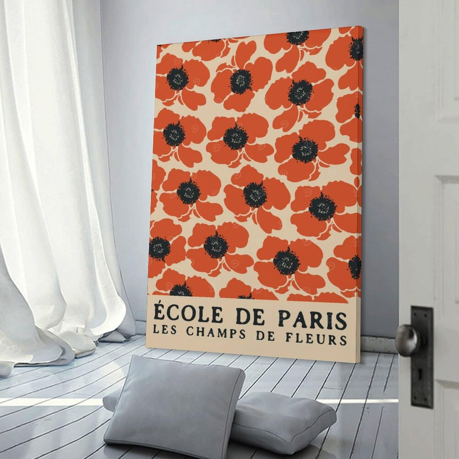 Junmoney Canvas Wall Decor Champs De Fleurs Paris, 08x12inch(20x30cm), for Flats, Guest Rooms Or Compact Rooms, A Simple Refresh for Blank Walls