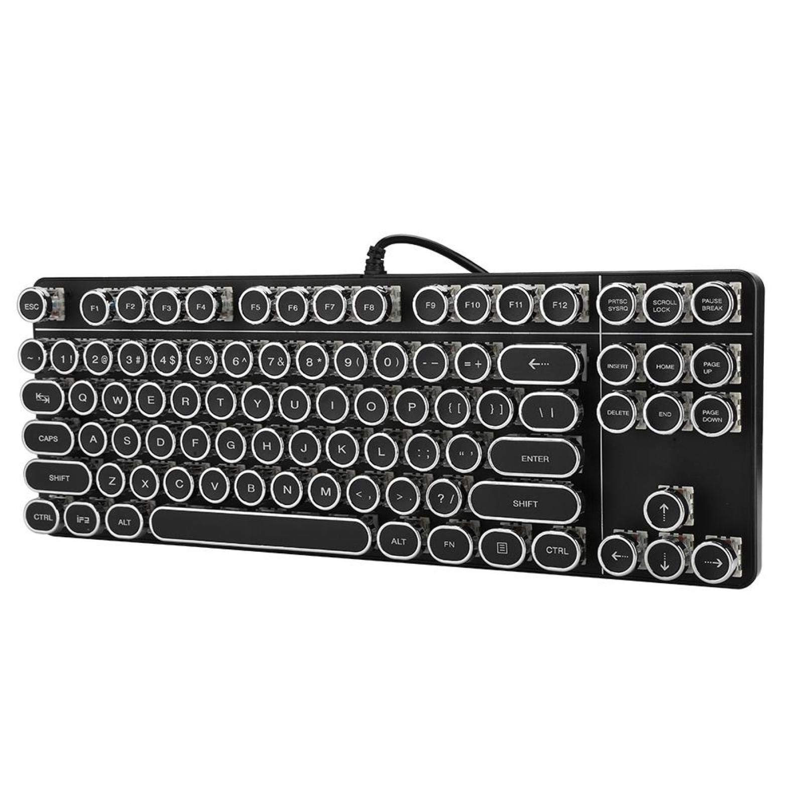 Zunate Klawiatura do gier, 104-klawiszowa klawiatura przewodowa RGB, klawiatura USB do gier, retro okrągła punkowa klawiatura do pisania do komputera / laptopa / klawiatury biurkowej