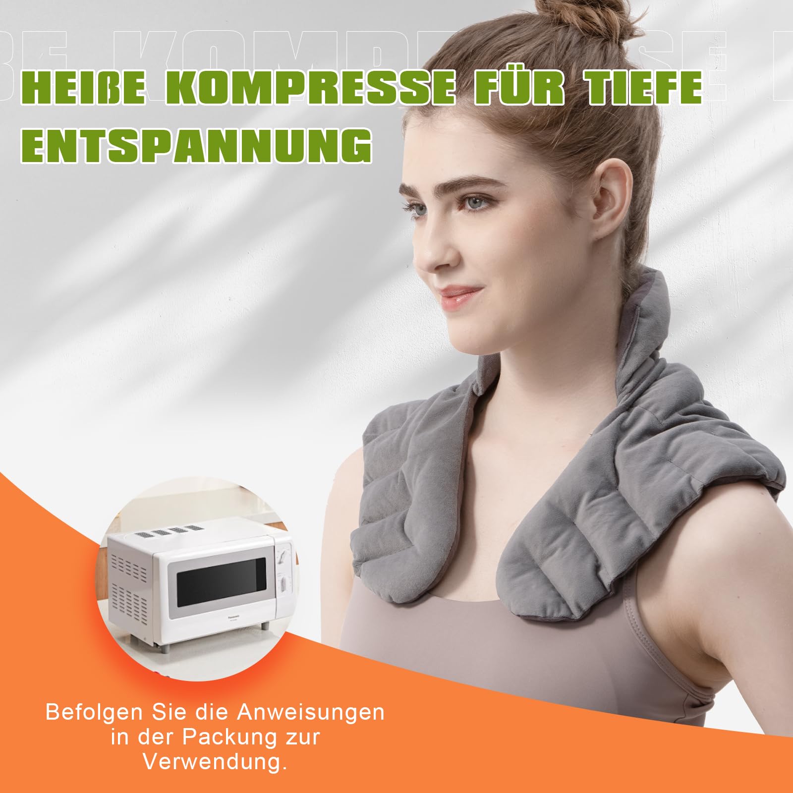 UNCN | Kirschkernkissen Mikrowelle Nacken Schulter Gross Wärmekissen Kabellos Nackenwärmer Gewicht Heizkissen Natur Körnerkissen | Mit Friedlichem Duft Baumwolle 1000g 45x26cm