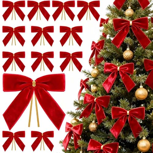 30PCs Red Bows for Christmas Tree, 3.5 x 3.5 Inch