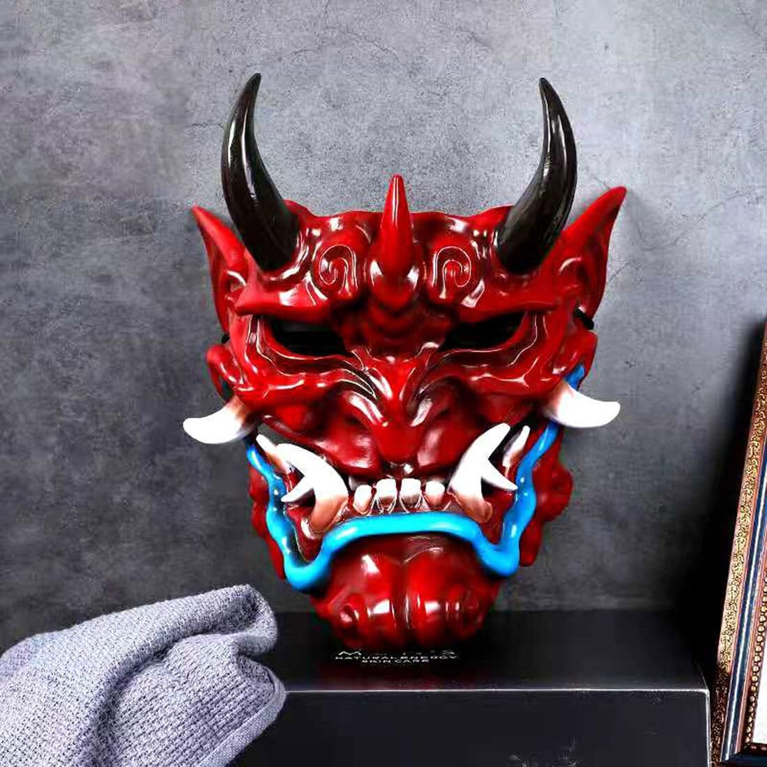LOCHE Japanese Halloween Mask, Samurai Tengu Mask Horror Demon Mask Cosplay Mask, Cosplay Costume Prop for Halloween Party