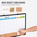 VEVOR 24 po x 18 po Calendrier Mensuel Tableau Blanc & Tableau de Liège Combo avec Cadre en Aluminium – Tableau d'Affichage Magnétique Effaçable 2-en-1 à Monter au Mur – Idéal pour École, Maison, Bureau
