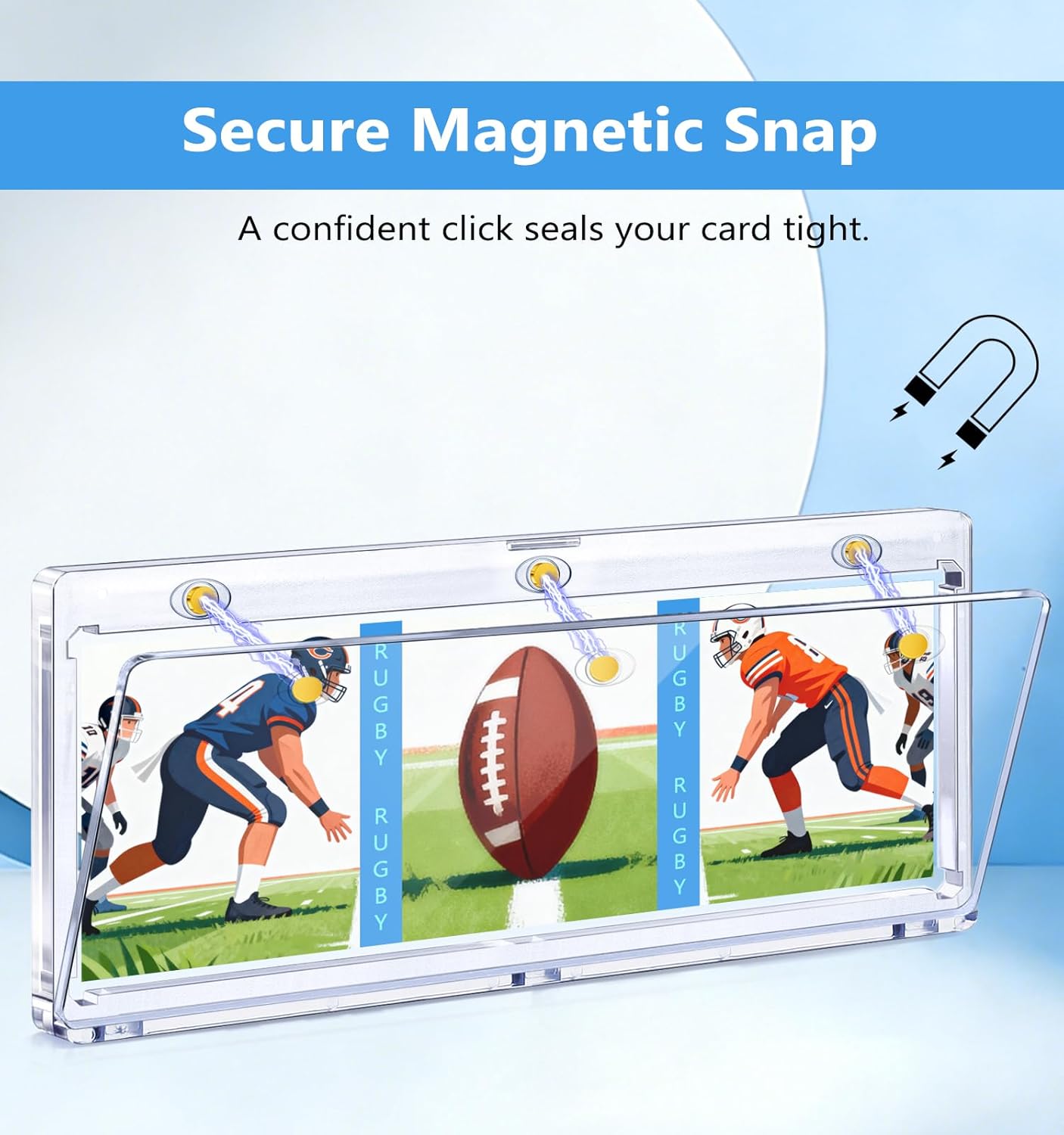 5-Pack 187mm Magnetic Booklet Card Holder: 175PT Triple Booklet Card Holder with Ultimate U-V Protection, One Touch Horizontal/Vertical Trading Card Protector for National Treasures, Playbook Cards