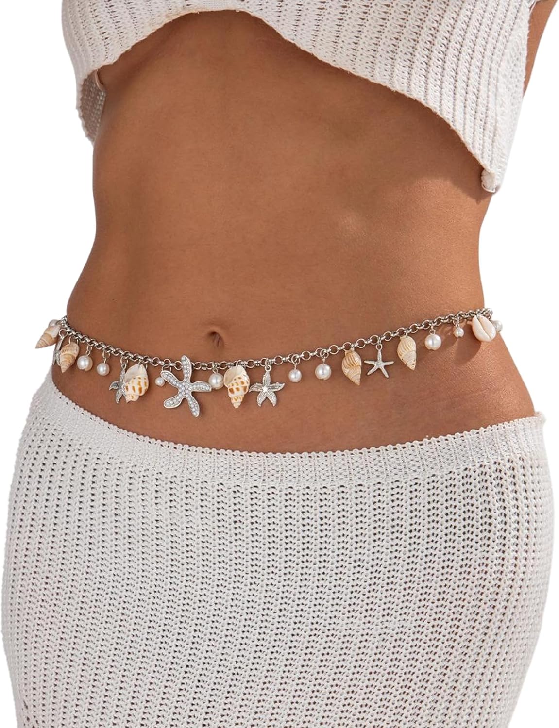 Sexy Pearl Waist Chain Belt Summer Big Starfish Body Chain Simple Shell Conch Tassel Belly Link Chain Jewelry for Women - Image 3