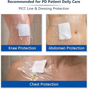 PICC Line Bandage Protector Shield for Shower - Transparent Film PD Wound Dressing Barrier, Waterproof, 7Pcs (7x7)