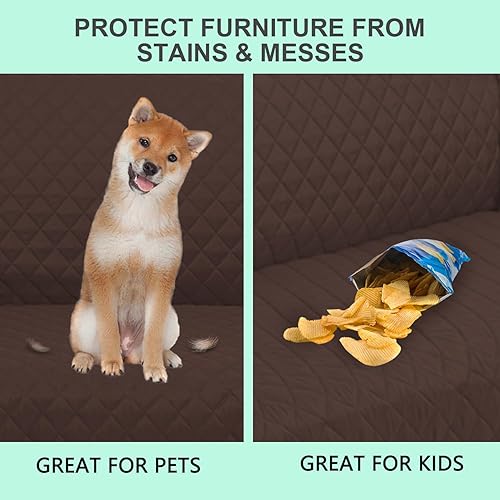 Miniatura 4 de Luxshare Home Reversible Oversized Sofa Covers Couch Cover Furniture Protector for Dogs Elastic Straps Water Resistant(XLSofa,ChocolateChocolate)