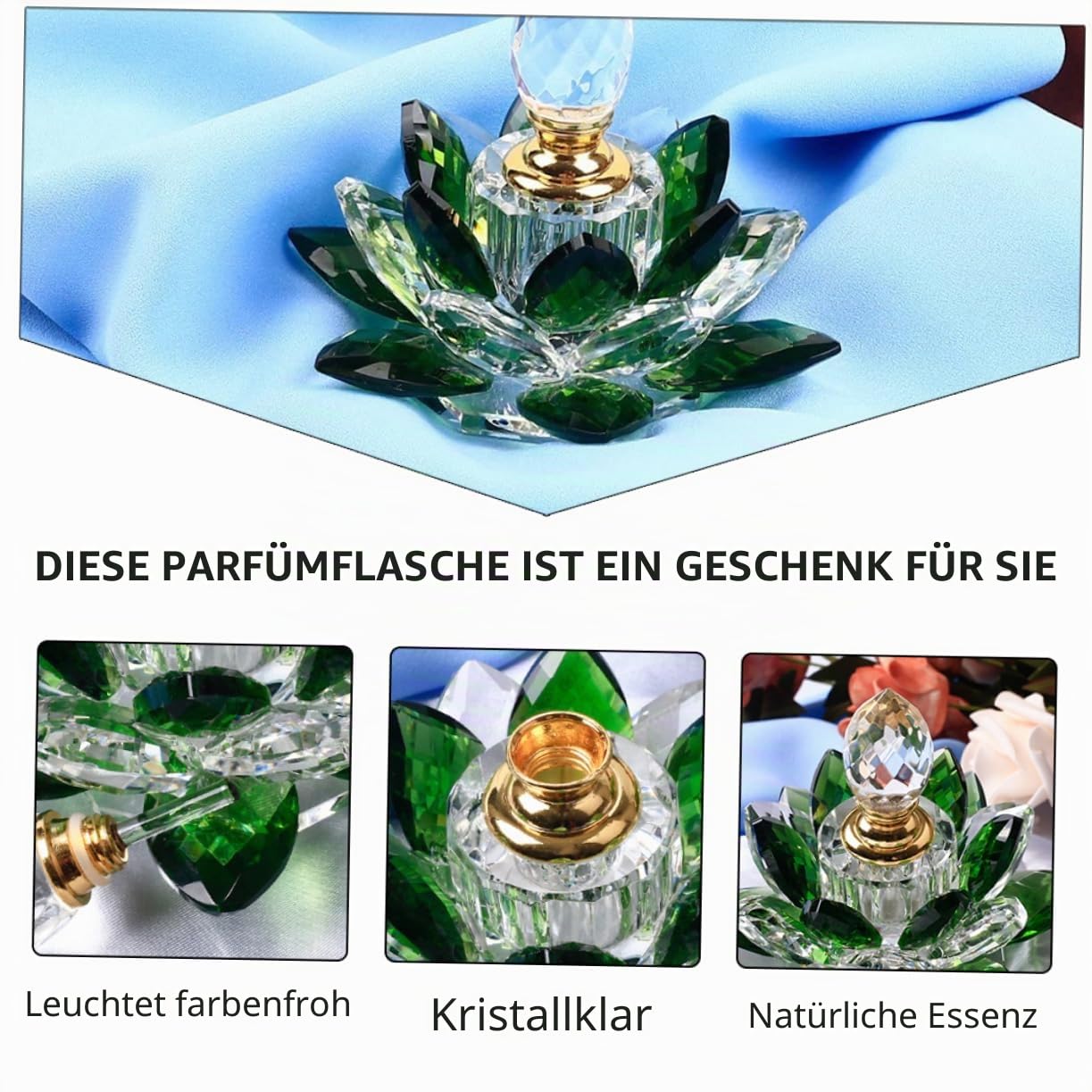 Homoyoyo Vintage Leere Parfümflasche – Antike Kristall Parfümflakon Im Lotus-Design - Dekorativ Und Nachfüllbar Ideal Für Zuhause Und Als Stilvolles Für Frauen Und Mädchen