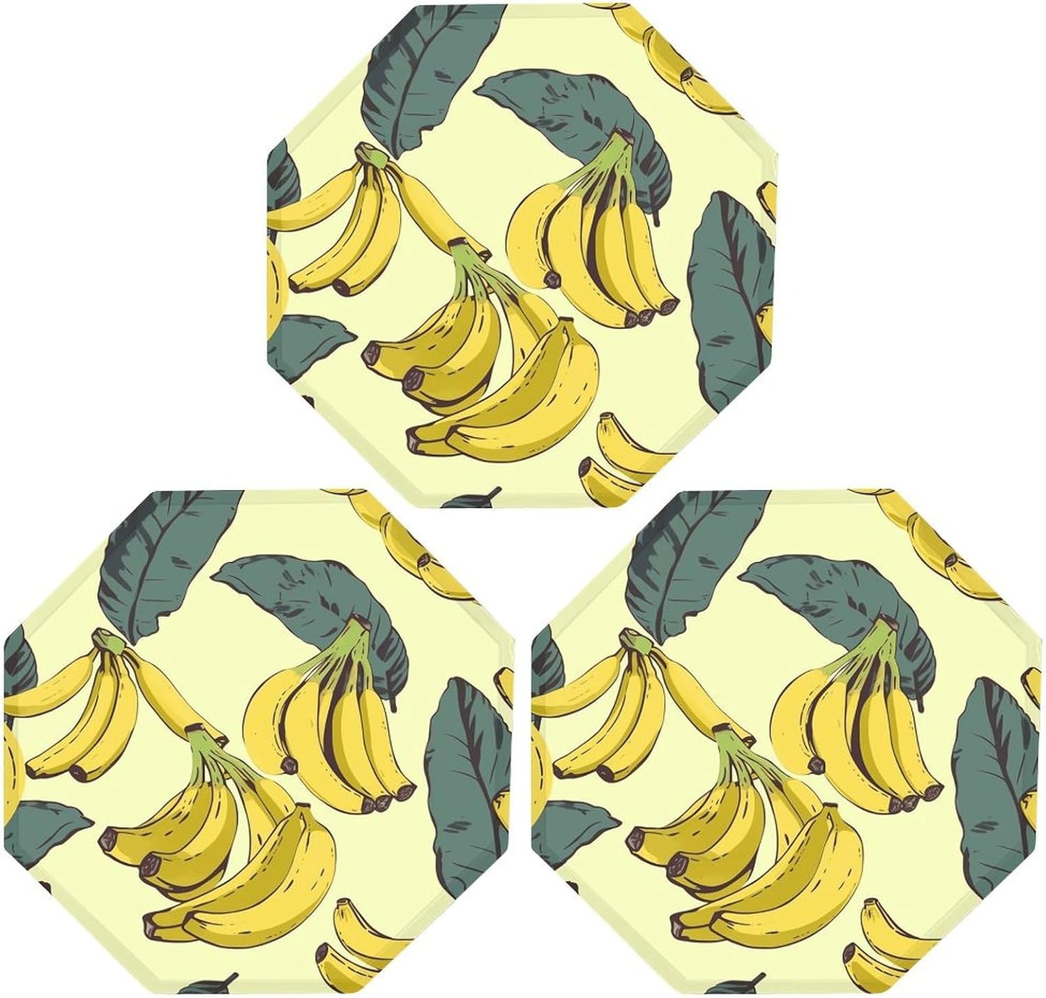 Ctagon Metal Sign for Home, Modern Display Plate for Kitchen, Banana Print Plates Accent Hanging Wall Decorations 3PCS for Living Room, Bedroom, Hallway, Hotel