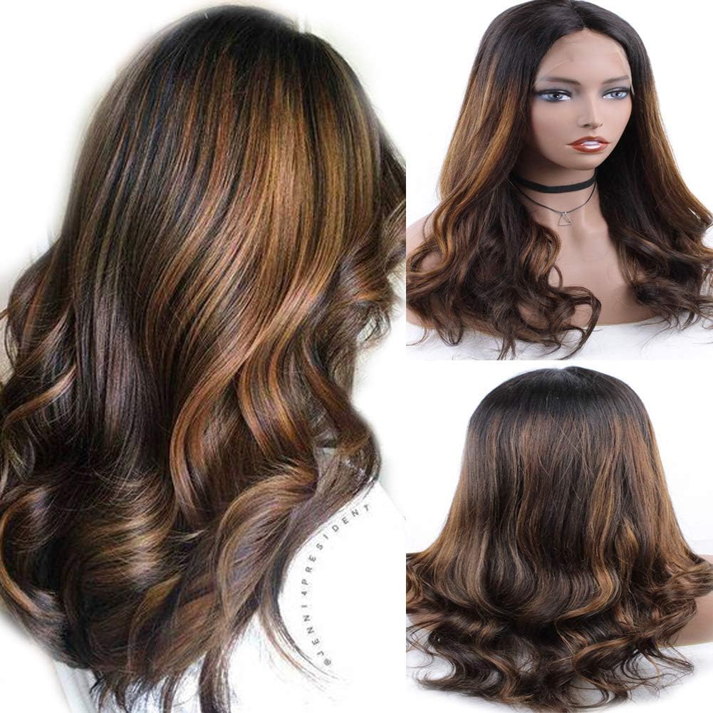 Zana Wigs Lace Front Wig Human Hair Highlights Short Ombre 100% Real Hair Wigs For Women Body Wave Brazilian Hair Wigs 16inch