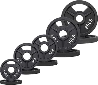 Fitvids 2-Inch Olympic Cast Iron Plate Weight Plate for Strength Training and Weightlifting, Multiple Sizes