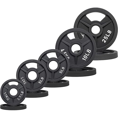2-Inch Olympic ​Rubber Coated Cast Iron Plate Weight Plate for Strength Training and Weightlifting, Multiple Sizes