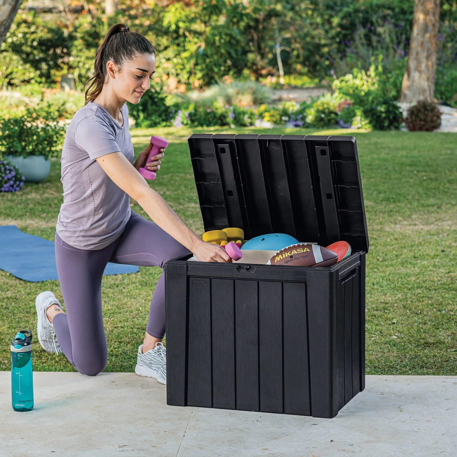 Keter Urban 30 Gallon Outdoor Deck Box/Storage Table, Graphite