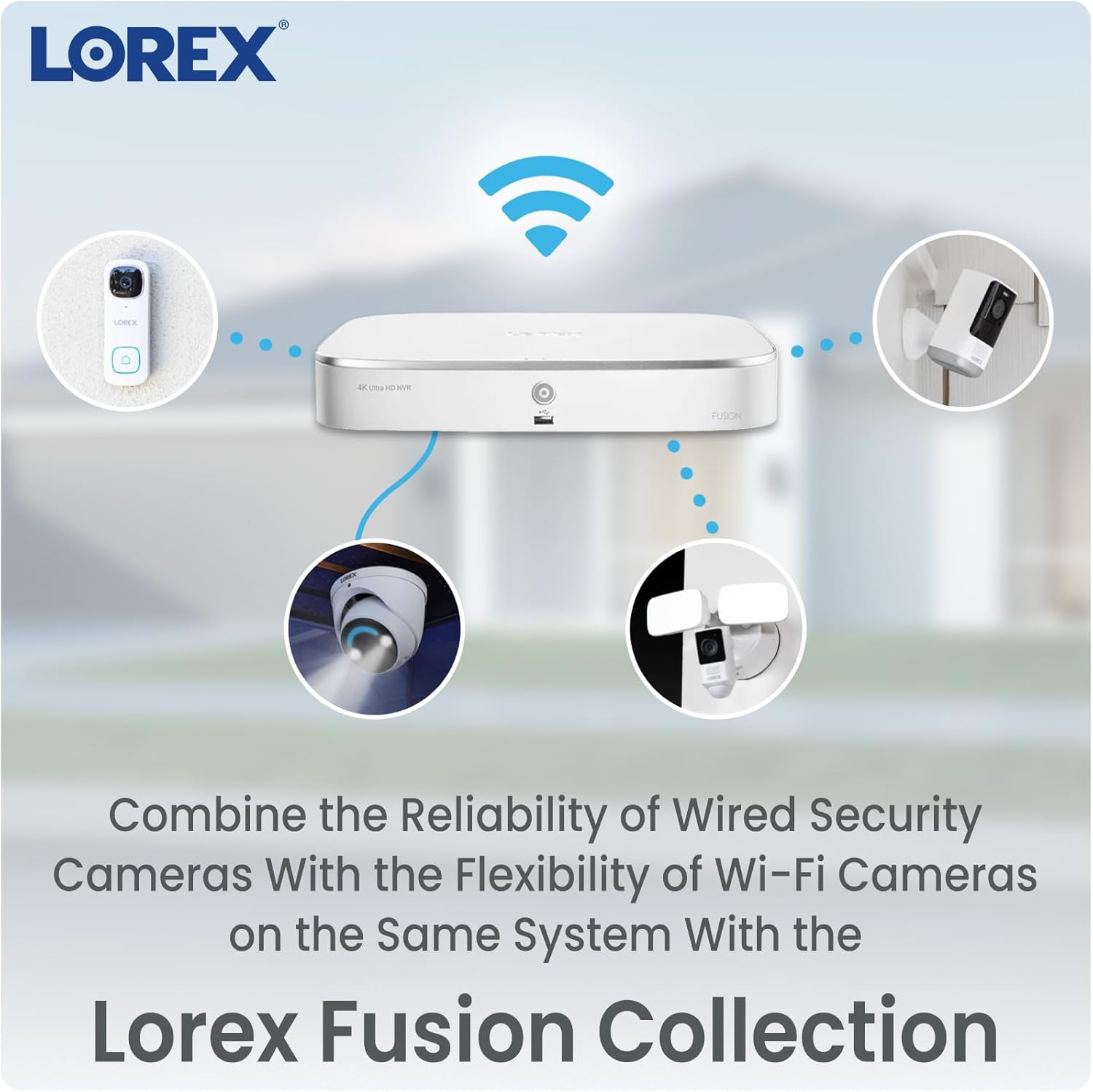 Lorex Fusion 4K Security Camera System w 2TB DVR - 8 Channel Wired Home Security w/ 6 Cameras - Motion & Face Detection, Warning Light & Siren, Color Night Vision, Weatherproof Surveillance