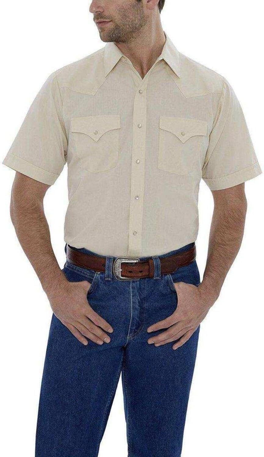 Ely & Walker Men's Short Sleeve Solid Western Shirt