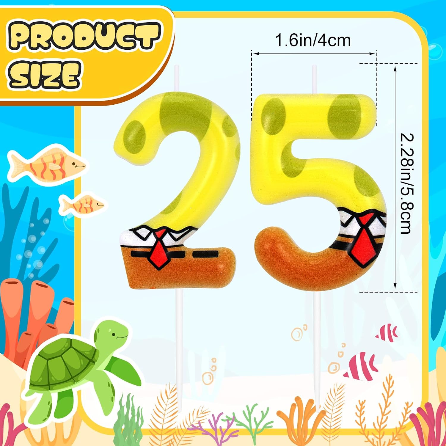 Yellow Sponge Birthday Number 25th Candle