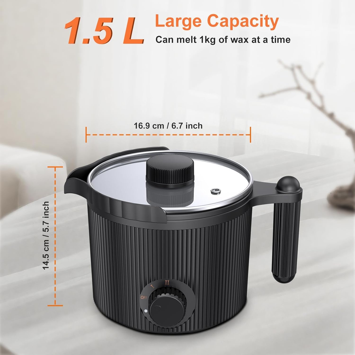 Candle Wax Melter with Pour Spout, Candle Making Kit for Adult Beginners, for Candle Making, Set Includes Wax Melting Pot, Stirring Spoon, Thermometer, Wick, Wick sticker and Centering Device - Black