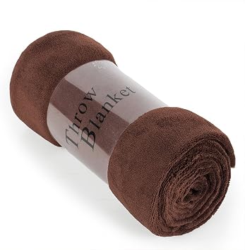 JML Plush Throw Blanket 50 x 60, Plush Soft Fleece Blanket - Lightweight All Season Couch Sofa Blanket, Solid Color Coffee