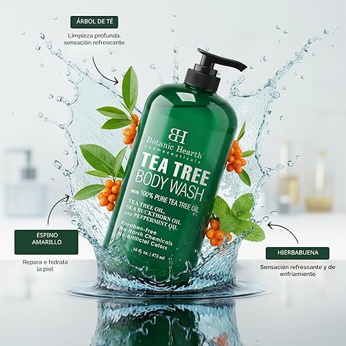 Miniatura 3 de Botanic Hearth Gel de baño de árbol de té, ayuda con uñas, pie de atleta, tiña, picor de tiña, acné, eccema y olor, alivia la picazón, promueve