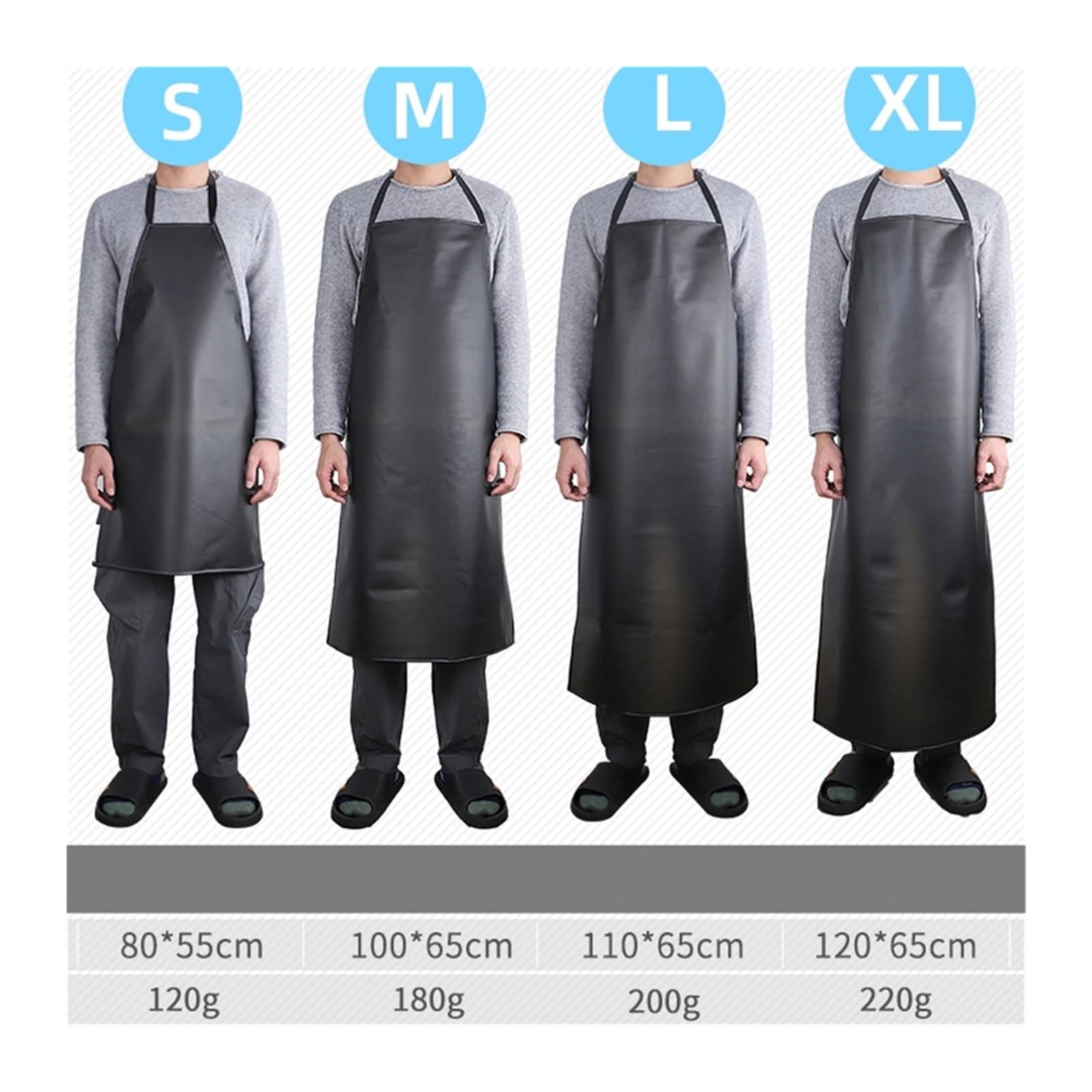 Générique Tablier imperméable à l'huile for Hommes et Femmes, Travail en PVC Noir, hôtel, boucherie Aquatique, Chef Alimentaire for Nettoyeur de Cuisine(XL 120x65cm)